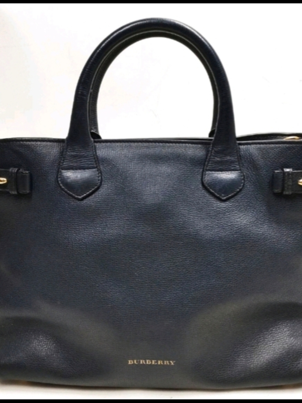 Burberry Banner Derby (Navy) Leather Satchel With COA
